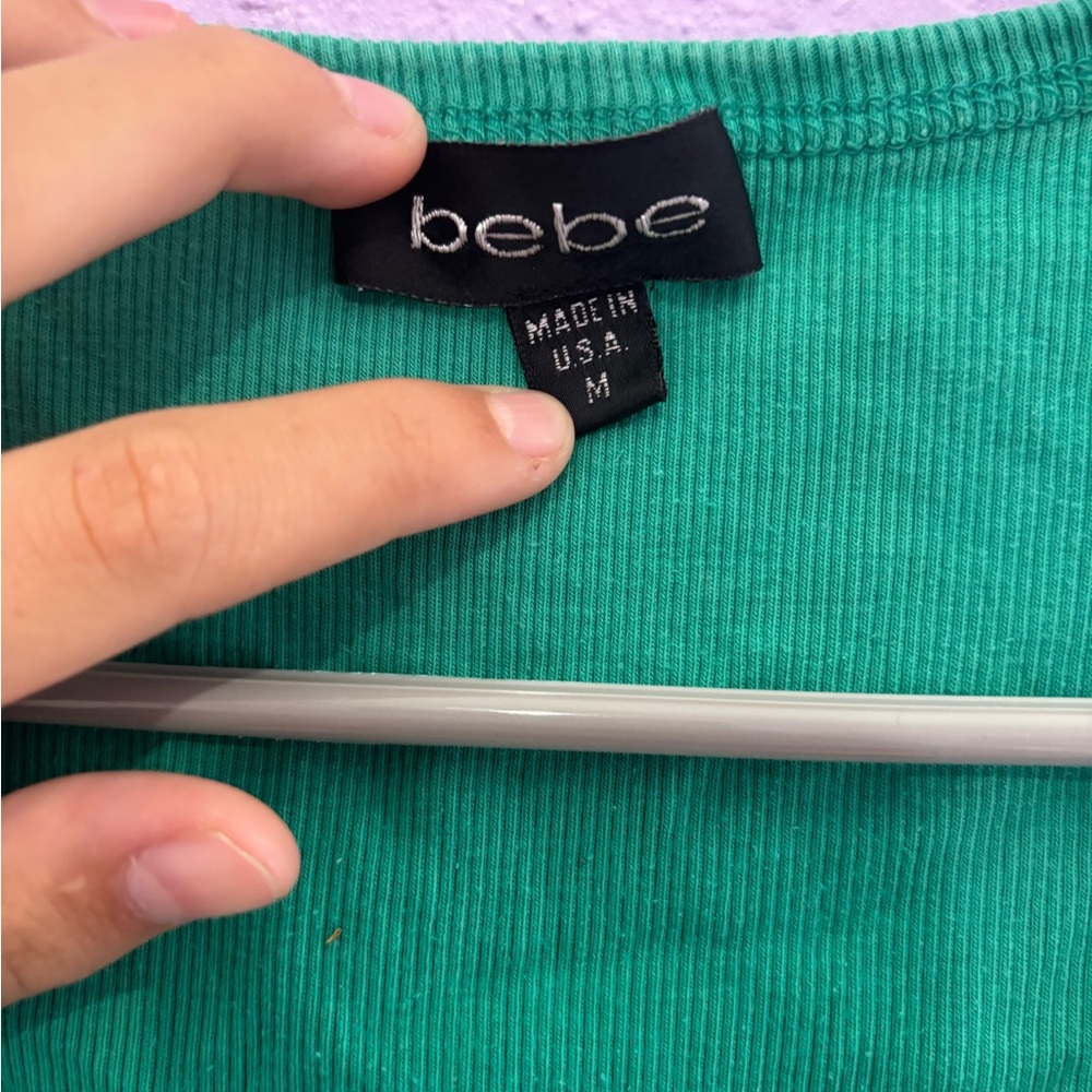 Bebe Emerald Green Ribbed Top - Picture 2 of 3